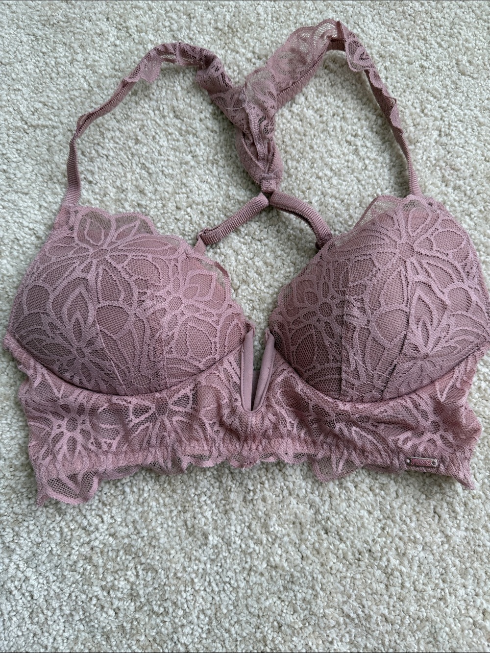 PINK Victoria's Secret Lace Date Push-Up bra in Mauve